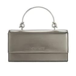 Ví Nữ Charles & Keith CNK Metallic Sculptural Handle Rectangular Long Wallet Beige Grey CK6-10840559-A_PEWTER Màu Xám Be