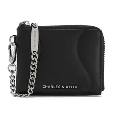 Ví Nữ Charles & Keith CNK Nelly Wavy-Panel Wristlet - Noir CK6-50770704_NOIR_XXS Màu Đen