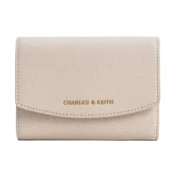 Ví Nữ Charles & Keith&nbsp;CNK Short Wallet With Curved Front Flap Gray White CK6-10770633_OAT Màu Trắng Xám