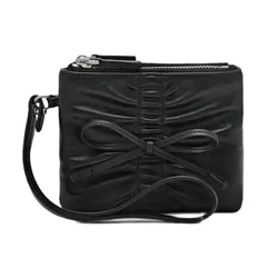 Ví Nữ Pedro Ruched Mini Square Wallet Black PW4-95940012_BLACK Màu Đen