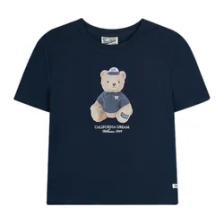 Áo Croptop Nữ WHOAU Bear Photo Crop WHPG2451F Màu Xanh Navy