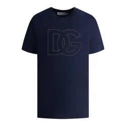 Áo Phông Nam Dolce & Gabbana D&G Dark Blue Cotton DG Logo Printed G8RY9T G7I7J B0665 Màu Xanh Than Size XS