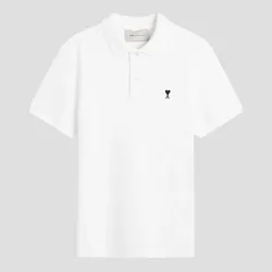 Áo Polo Nam Ami Paris Contrasted Ami De Coeur In White With Logo HPL411.760 Màu Trắng Size S