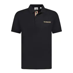 Áo Polo Nam Burberry Hartford Logo Embroidered Polo Shirt In Black Màu Đen Size XS