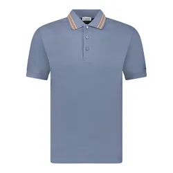 Áo Polo Nam Burberry Hartford Striped Check Blue Màu Xanh Nhạt Size M (Form Ôm 1)