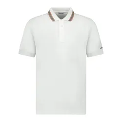 Áo Polo Nam Burberry Hartford Striped Check White Màu Trắng Size M (Form Ôm 1)