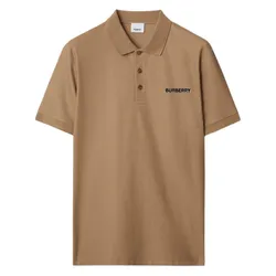 Áo Polo Nam Burberry Men’s SS24 Logo Embroidered Short Sleeve Polo Shirt Camel 80844381 Màu Be Size XS