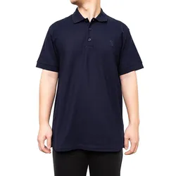 Áo Polo Nam Burberry With Logo Emboirdered Cổ Bẻ Màu Xanh Navy Size S