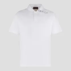 Áo Polo Nam Gucci Dropped Shoulder With Logo Print In White 806255/XJG149074 Màu Trắng Size XS