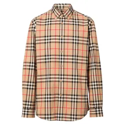 Áo Sơ Mi Nam Burberry Vintage Check Cotton Poplin 8020863 1004 Màu Be Kẻ Size M