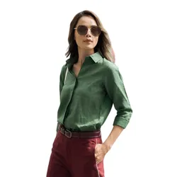 Áo Sơ Mi Nữ F2 Fashion & Freedom Linen Back To Work SMW360-XR-S-0420 Màu Xanh Rêu Size S