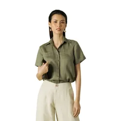 Áo Sơ Mi Nữ F2 Fashion & Freedom Linen Becoming Discover SMW454-XR-S-0321 Màu Xanh Rêu Size S