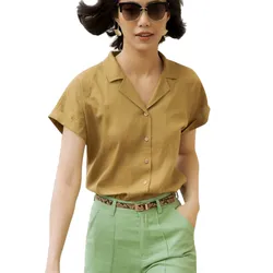 Áo Sơ Mi Nữ F2 Fashion & Freedom Linen New Tune SMW430-NV-S-0820 Nâu Vàng Size S