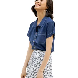 Áo Sơ Mi Nữ F2 Fashion & Freedom Linen New Tune SMW433-X-S-0820 Màu Xanh Size S