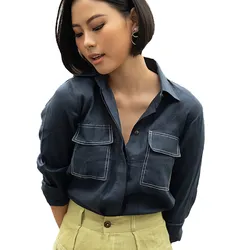 Áo Sơ Mi Nữ F2 Fashion & Freedom Linen Smart Casual SMW396-XD-S-1020 Màu Xanh Đen Size S
