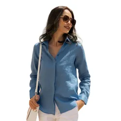 Áo Sơ Mi Nữ F2 Fashion & Freedom Linen Xanh Pride SMW360-XB-S-0820 Màu Xanh Dương Size S