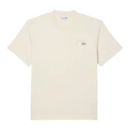 Áo Thun Nam Lacoste Heavy Jersey Embroidered Signature T-Shirt TH5492 XFJ Màu Kem Size 3