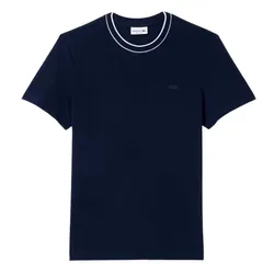 Áo Thun Nam Lacoste Men's Piqué Striped Collar Stretch T-Shirt TH1004 - 166 Màu Xanh Navy Size 4