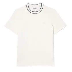 Áo Thun Nam Lacoste Men's Piqué Striped Collar Stretch T-Shirt TH1004 - 70V Màu Trắng Size 3