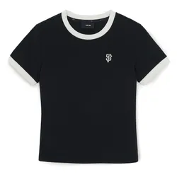 Áo Thun Nữ MLB Basic Small Logo Ringer 3FTSB0263-14BKS Tshirt Màu Đen