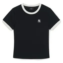 Áo Thun Nữ MLB Basic Small Logo Ringer 3FTSB0263-50BKS Tshirt Màu Đen