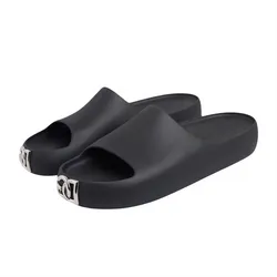 Dép Dolce & Gabbana D&G Slippers Black DG Logo Silver CS2013AY537880999 Màu Đen Size 40