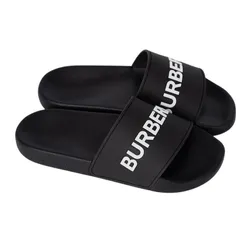 Dép Nam Burberry Logo Tech Furley Sliders In Black 8103902 Màu Đen Size 39
