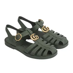 Dép Sandal Nam Gucci Double G Rubber Buckle Strap In Olive 765332 J8700 3346 Màu Xanh Rêu Size 5