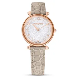 Đồng Hồ Nữ Swarovski Crystalline Wonder Watch Swiss Made, Leather Strap, Beige, Rose Gold Tone Finish 5656899 Màu Xám