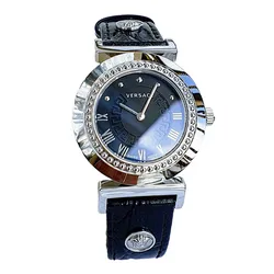 Đồng Hồ Nữ Versace Quartz P5Q99D009S Vanity Silver Dial Black Leather Màu Đen