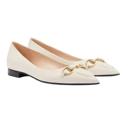 Giày Bệt Nữ Gucci Ballet Flat With Horsebit White 787776 C9D00 9022 Màu Trắng Size 36