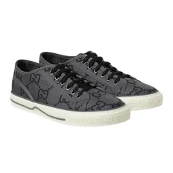 Giày Thể Thao Nam Gucci Tennis 1977 With GG Monogram Grey Black Shoes 771461 FACTD 1144 Màu Xám Đen Size 6