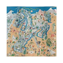 Khăn Lụa Nữ Hermès Academia Hippica Scarf 90 Màu Xanh/Be