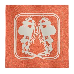 Khăn Lụa Nữ Hermès Brides De Gala Au Fil De Soie Scarf 90x90 H004310S 02 Màu Cam