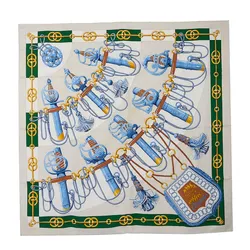 Khăn Lụa Nữ Hermès Cliquetis Scarf 90 Màu Xanh/Trắng