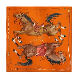 Khăn Lụa Nữ Hermès Grand Galop Scarf 90x90 H004311S 01 Màu Cam