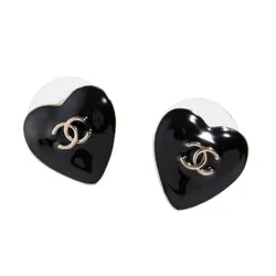 Khuyên Tai Nữ Chanel Pearl CC Heart Earrings Màu Đen