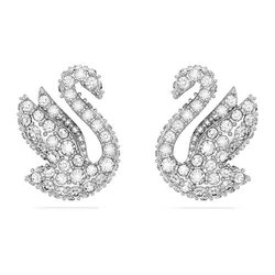 Khuyên Tai Nữ Swarovski Iconic Swan Stud Earrings Swan, White, Rhodium Plated 5647873 Màu Bạc