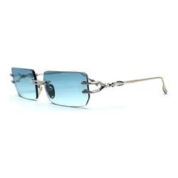 Kính Mát Chrome Hearts Lordie Shiny Silver Gold Plated Sunglasses Màu Xanh Blue