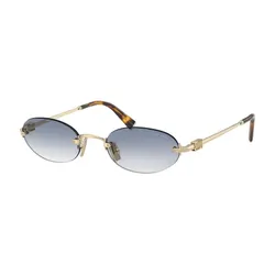 Kính Mắt Nữ Miu Miu Pale Gold Oval Sunglasses SMUA54 ZVN80O Màu Xanh - Vàng
