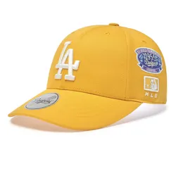Mũ MLB Signature All Over Patch Structure Ball Cap LA 3ACPB316N-07MSS Màu Vàng
