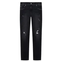 Quần Jean Nam Dolce & Gabbana D&G  Wash Rách 2 Đùi Slim GY07CD G8KK2 Màu Đen Size 50