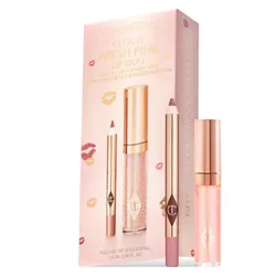 Set Son Bóng Và Chỉ Kẻ Môi Charlotte Tilbury Mini Glossy Lip Duo Fresh Pink 2 Món