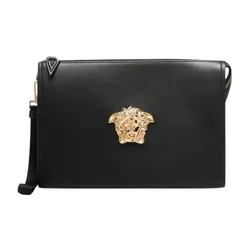Túi Cầm Tay Nam Versace Clutch Black La Medusa Head Calfskin Leather Hand Bag DP87631 DVT8ME Màu Đen