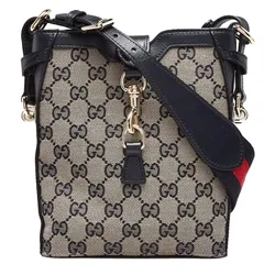 Túi Đeo Chéo Nữ Gucci GG Canvas/Leather Jackie Small Bucket Crossbody Bag Màu Be Đen