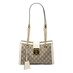 Túi Đeo Chéo Nữ Gucci Pre Owned Padlock Small Tote Bag With GG Supreme Pattern Màu Trắng Xám Size 25