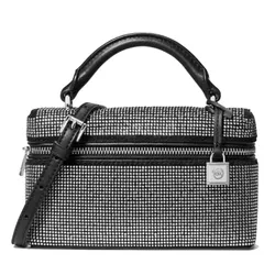 Túi Đeo Chéo Nữ Michael Kors MK Jana Extra-Small Embellished Suede Convertible Crossbody Bag 32F5SQ1C1U Màu Đen Trắng