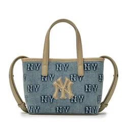Túi Đeo Chéo Nữ MLB Classic Monogram Denim Embo Mini Cross Bag NY Yankees 3ACRDM16N-50BLL Màu Xanh Nhạt