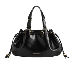 Túi Rút Dây Nữ Charles & Keith CNK Mini Moxie Drawstring Bag Black CK2-10671896_BLACK Màu Đen