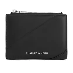 Ví Nữ Charles & Keith CNK Trin Stitch-Trim Rectangular Wallet Noir CK6-10701505 Màu Đen